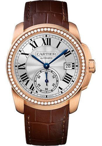 cartier rose gold calibre watch