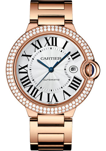 cartier ballon rose gold blue dial automatic men's watch price