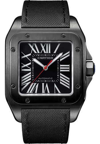 cartier santos 100 men's ion plated strap watch