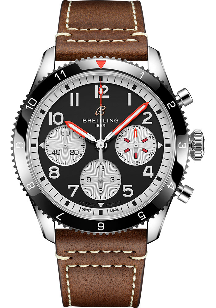 Breitling Watches - Classic AVI Chronograph 42 Stainless Steel - Leather Strap - Folding Buckle - Style No: Y233801A1B1X1