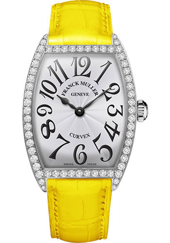 Franck Muller Watches - Cintre Curvex - Quartz - 34 mm Stainless Steel - Dia Case - Strap - Style No: 6852 QZ DP AC White Yellow
