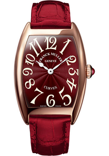 Franck Muller Watches - Cintre Curvex - Quartz - 29 mm Rose Gold - Strap - Style No: 7502 QZ 5N Red