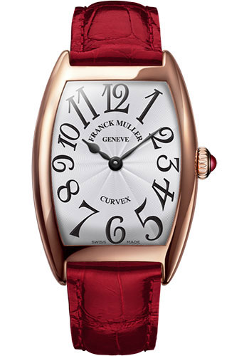 Franck Muller Watches - Cintre Curvex - Quartz - 29 mm Rose Gold - Strap - Style No: 7502 QZ 5N White Red