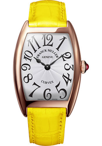 Franck Muller Watches - Cintre Curvex - Quartz - 29 mm Rose Gold - Strap - Style No: 7502 QZ 5N White Yellow