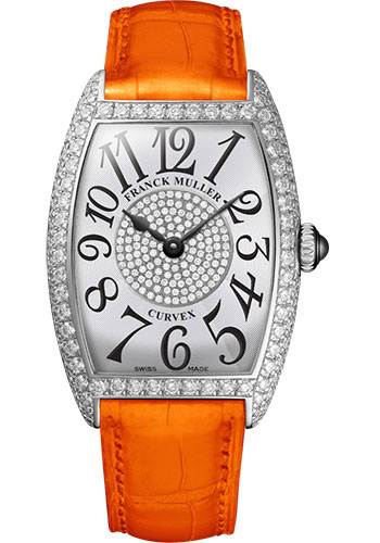Franck Muller Watches - Cintre Curvex - Quartz - 29 mm Platinum - Dia Case Dial - Strap - Style No: 7502 QZ D 1P PT White Orange