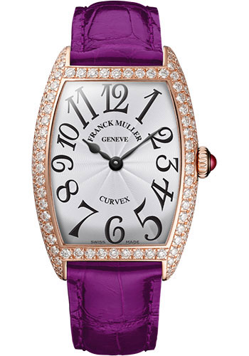Franck Muller Watches - Cintre Curvex - Quartz - 29 mm Rose Gold - Dia Case - Strap - Style No: 7502 QZ D 5N White Purple