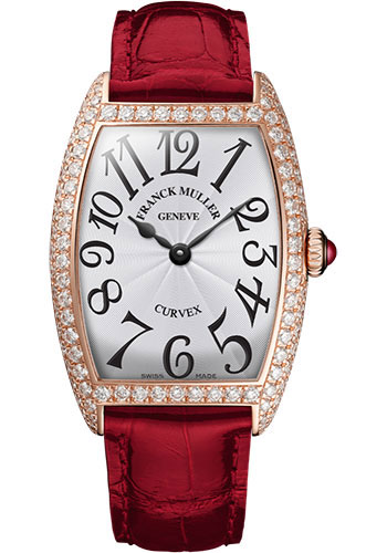 Franck Muller Watches - Cintre Curvex - Quartz - 29 mm Rose Gold - Dia Case - Strap - Style No: 7502 QZ D 5N White Red
