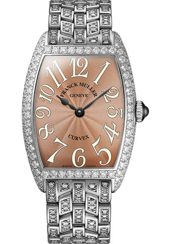 Franck Muller Watches - Cintre Curvex - Quartz - 29 mm Platinum - Dia Case - Half Dia Bracelet - Style No: 7502 QZ D B PT Bronze