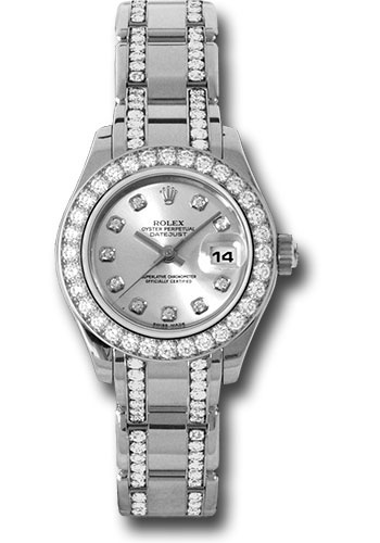 Rolex Datejust Pearlmaster Lady White Gold 32 Diamond Bezel