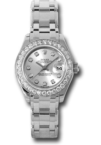 Rolex Datejust Pearlmaster Lady White Gold 32 Diamond Bezel