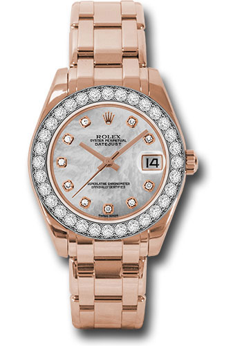 Rolex Watches - Datejust Pearlmaster 34 Everose Gold - 32 Diamond Bezel - Style No: 81285 mdp