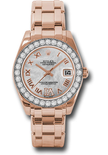 Rolex Watches - Datejust Pearlmaster 34 Everose Gold - 32 Diamond Bezel - Style No: 81285 mdrp