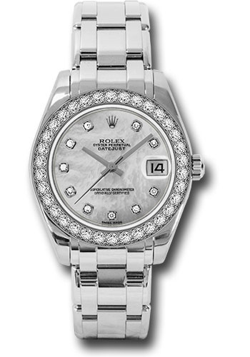 Rolex Watches - Datejust Pearlmaster 34 White Gold - 34 Diamond Bezel - Style No: 81299 md