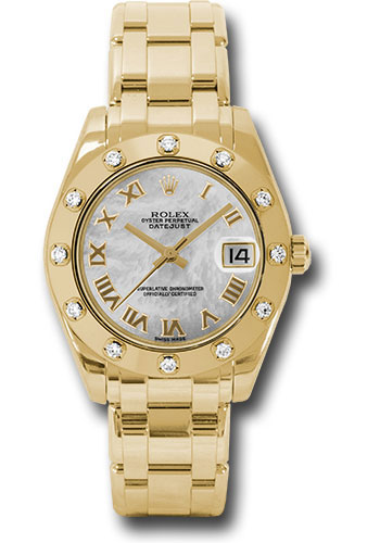 Rolex Watches - Datejust Pearlmaster 34 Yellow Gold - 12 Diamond Bezel - Style No: 81318 mr