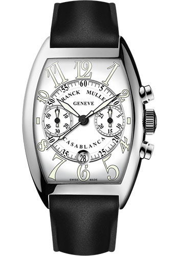 Franck Muller Watches - Cintre Curvex - Automatic Chronograph - 43 mm Casablanca - Stainless Steel - Strap - Style No: 9880 C CC DT AC White Black Rubber