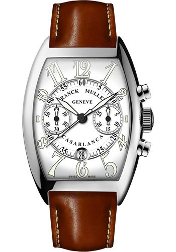 Franck Muller Watches - Cintre Curvex - Automatic Chronograph - 43 mm Casablanca - Stainless Steel - Strap - Style No: 9880 C CC DT AC White Brown