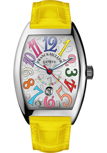 Franck Muller Watches - Cintre Curvex - Automatic - 43 mm Color Dreams - Stainless Steel - Strap - Style No: 9880 SC DT COL DRM AC White Yellow