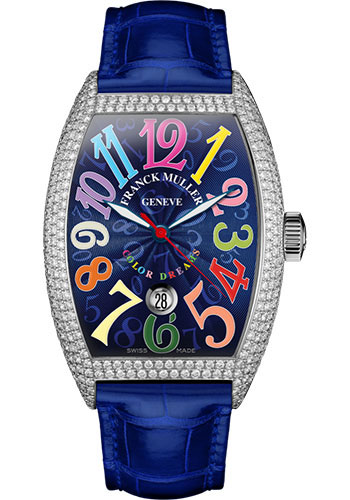 Franck Muller Watches - Cintre Curvex - Automatic - 43 mm Color Dreams - Platinum - Dia Case - Strap - Style No: 9880 SC DT COL DRM D7 PT Blue