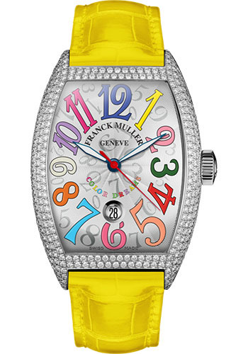 Franck Muller Watches - Cintre Curvex - Automatic - 43 mm Color Dreams - Platinum - Dia Case - Strap - Style No: 9880 SC DT COL DRM D7 PT White Yellow