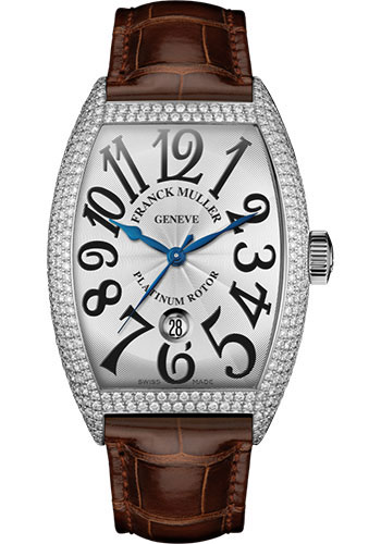 Franck Muller Watches - Cintre Curvex - Automatic - 43 mm Platinum - Dia Case - Strap - Style No: 9880 SC DT D7 PT White Brown