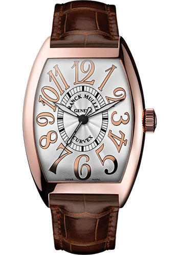 Franck Muller Watches - Cintre Curvex - Automatic - 43 mm Relief Numerals - Rose Gold - Strap - Style No: 9880 SC REL 5N White Brown