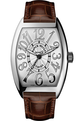 Franck Muller Watches - Cintre Curvex - Automatic - 43 mm Relief Numerals - Stainless Steel - Strap - Style No: 9880 SC REL AC White Brown