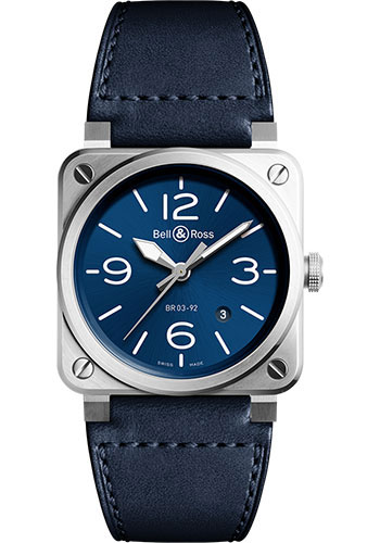 Bell & Ross Watches - BR 03-92 Automatic Blue Steel - Style No: BR0392-BLU-ST/SCA