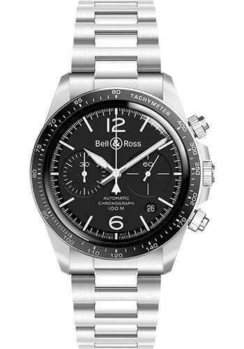Bell & Ross Watches - BR V2-94 Black Steel - Style No: BRV294-BL-ST/SST