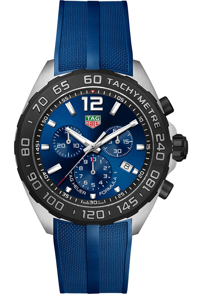 Tag Heuer Watches - Formula 1 Chronograph Quartz 43 mm - Steel - Rubber Strap - Style No: CAZ101AV.FT8077