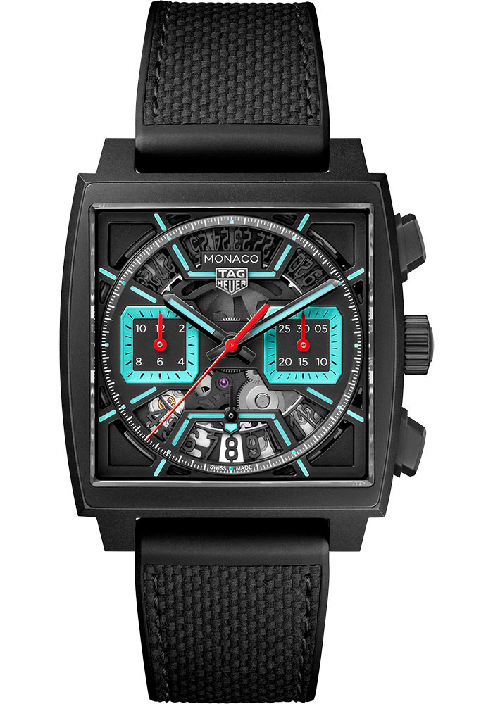 Tag Heuer Watches - Monaco Automatic Chronograph 39 mm - Titanium DLC - Rubber And Leather Strap - Style No: CBL2184.FT6236