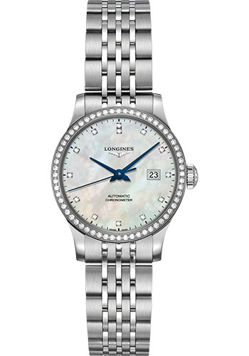 Longines Watches - Record Collection 30 mm - Steel With Diamonds - Bracelet - Style No: L2.321.0.87.6