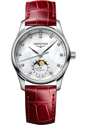 Longines Watches - Master Collection 34 mm - Moon Phase - Steel - Alligator Strap - Style No: L2.409.4.87.2