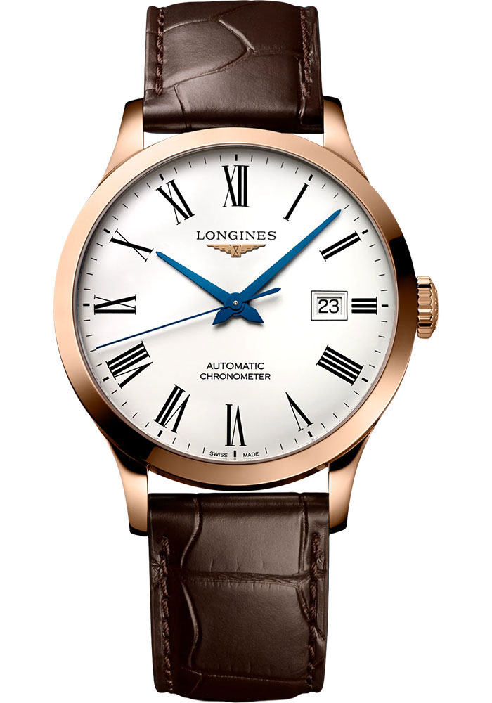 Longines Record Collection 38.5 mm Pink Gold Alligator Strap