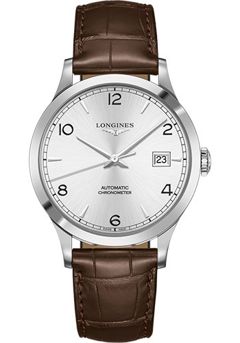 Longines Watches - Record collection 40 mm - Steel - Alligator Strap - Style No: L2.821.4.76.2