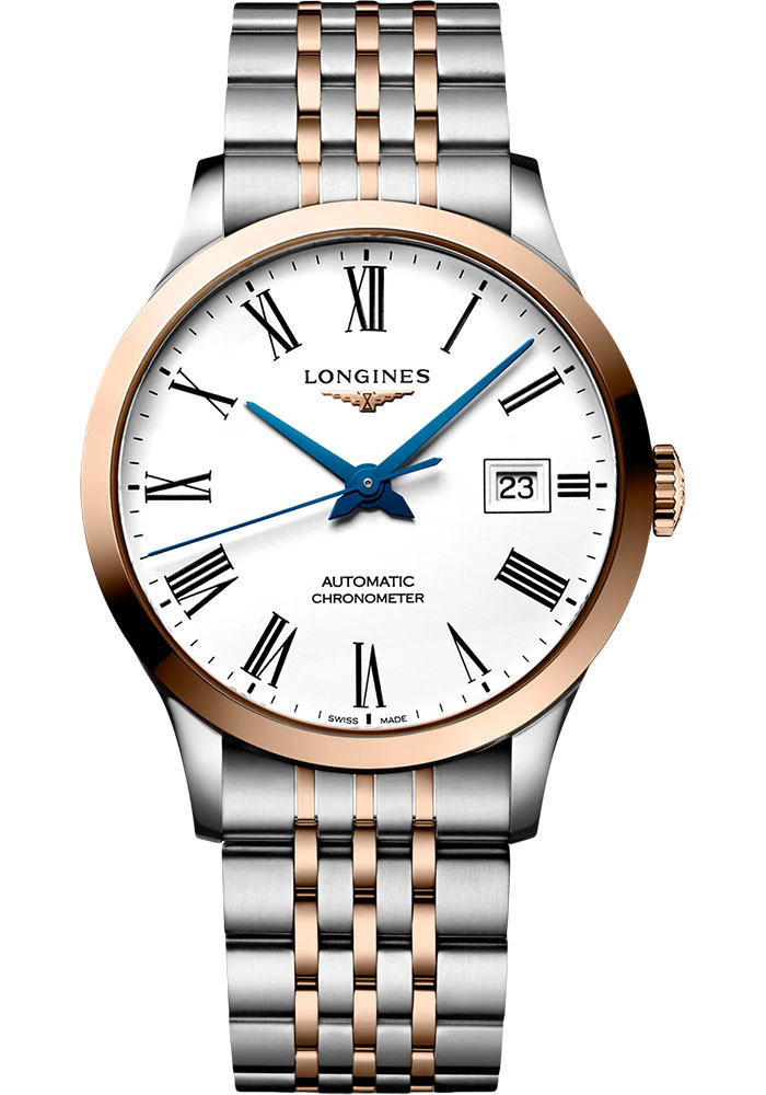 Longines Watches - Record Collection 40 mm - Steel And Pink Gold - Bracelet - Style No: L2.821.5.11.7