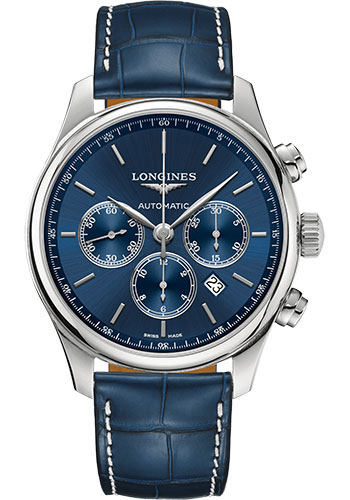 Longines Watches - Master Collection 44 mm - Chronograph - Steel - Alligator Strap - Style No: L2.859.4.92.0