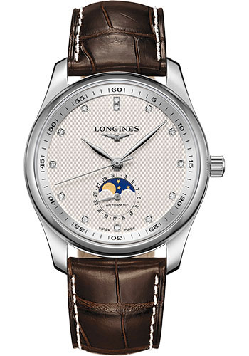 Longines Watches - Master Collection 40 mm - Moon Phase - Steel - Alligator Strap - Style No: L2.909.4.77.3