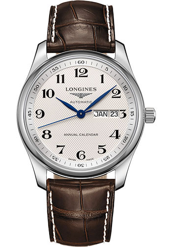 Longines Watches - Master Collection 40 mm - Annual Calendar - Steel - Alligator Strap - Style No: L2.910.4.78.3