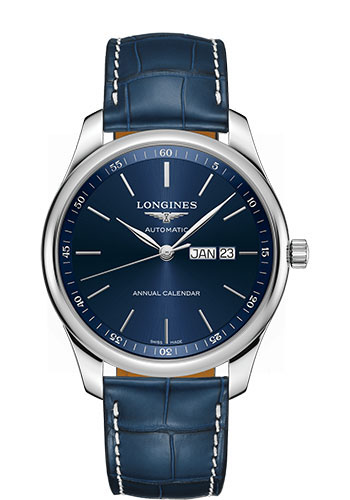 Longines Watches - Master Collection 42 mm - Annual Calendar - Steel - Alligator Strap - Style No: L2.920.4.92.0