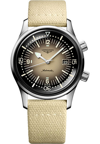 Longines Watches - Legend Diver Watch 42 mm - Steel - Synthetic Strap - Style No: L3.774.4.30.2