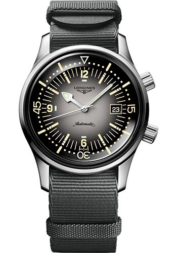 Longines Watches - Legend Diver Watch 42 mm - Steel - Synthetic Strap - Style No: L3.774.4.70.2