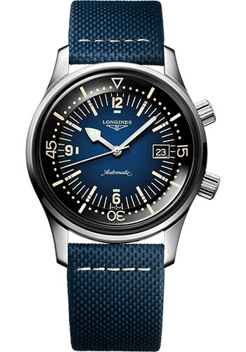 Longines Watches - Legend Diver Watch 42 mm - Steel - Leather Strap - Style No: L3.774.4.90.2