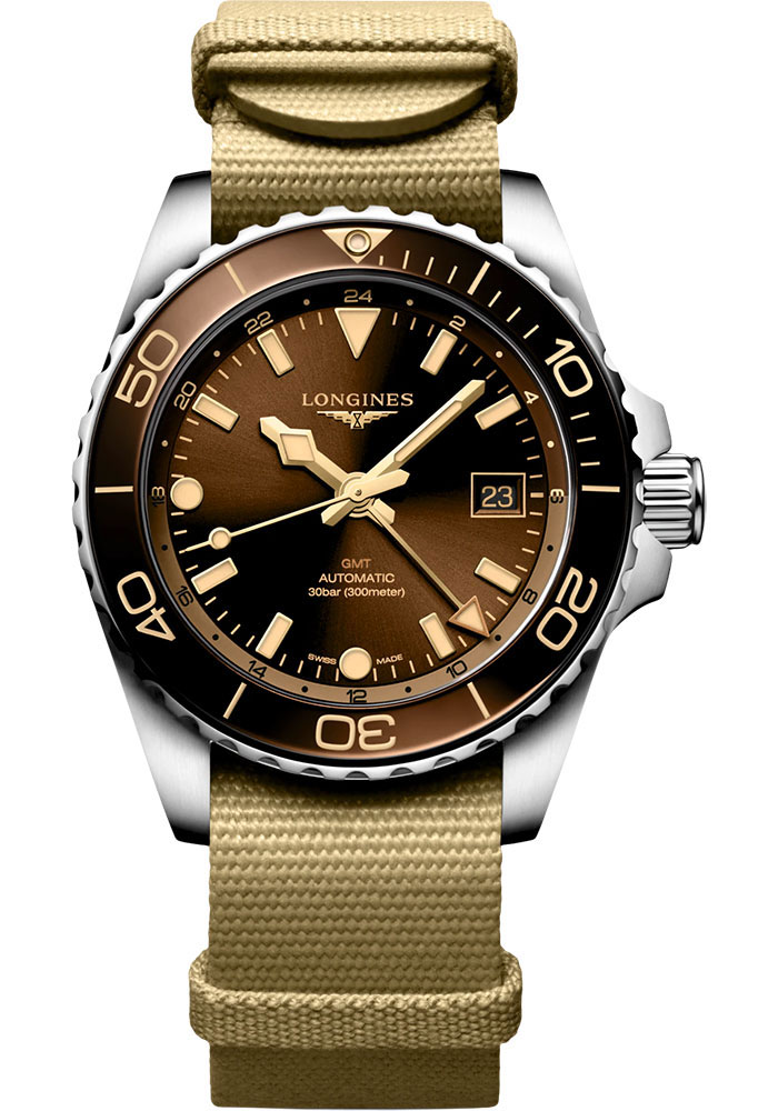 Longines Watches - HydroConquest GMT 41 mm - Steel And Ceramic - Synthetic Strap - Style No: L3.790.4.66.2