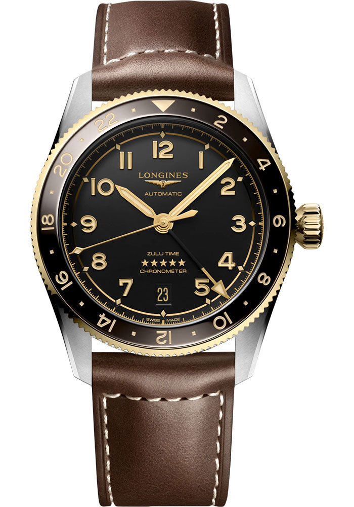 Longines Watches - Spirit Zulu Time 39 mm - Leather Strap - Style No: L3.802.5.53.2