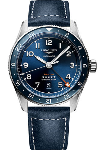 Longines Watches - Spirit Zulu Time 42 mm - Leather Strap - Style No: L3.812.4.93.2