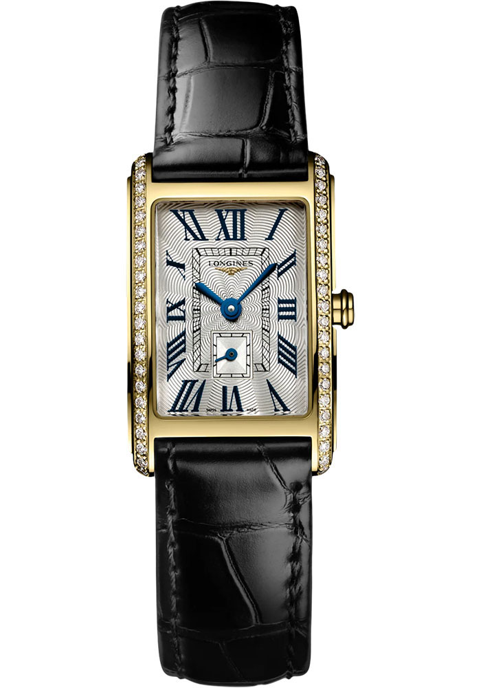 Longines Watches - DolceVita 20.50 X 32 mm - Quartz - Yellow Gold With Diamonds - Alligator Strap - Style No: L5.255.7.71.0