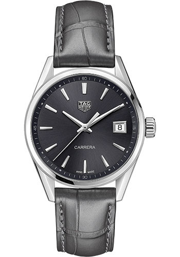 Tag Heuer TAG Heuer Carrera Quartz Watch - 36 mm Steel Case - Grey Sunray  Dial - Alligator Leather Strap - WBK1313.FC8260